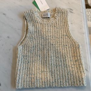 Autumn Cashmere Kids Cream Knit Vest with Light Blue Speckles